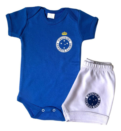 Kit Body Bebê Cruzeiro + Calção Shorts Tapa Fralda Culote