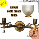 Aplique Lampara Pared Doble Bronce Tulipa Vintage  No Envio