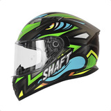 Casco Para Moto Sh522 Atom Negro Mate Verde Talla Xl Shaft