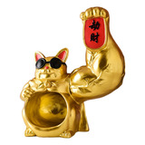 Figura De Gato De La Suerte Con Brazo Musculoso Grande,