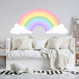 Adesivo Parede Arco Íris Nuvens Color 200x90cm Infantil Baby