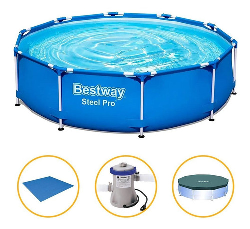 Piscina  Armação 4678l Bomba Filtrante Capa E Forro Bestway