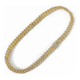 Collar Hombre Cadena Cubana Diamante Oro Plata 60cm