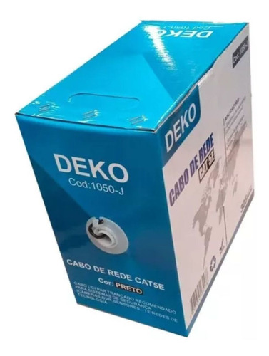 Cabo De Rede Cat5e Deko 4 Pares Caixa Com 305m Preto 24 Awg