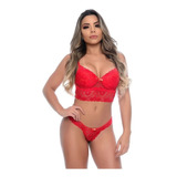 Kit 5 Conjunto Lingerie Langeri  Cropped Renda Atacado 