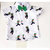 Camisa Menino Aniversário Temático Luigi Mario