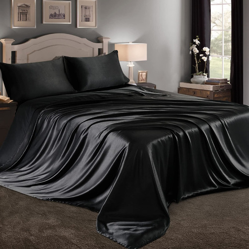 Juego De Cama Doble Satin 1800 De 4 Piezas 2024