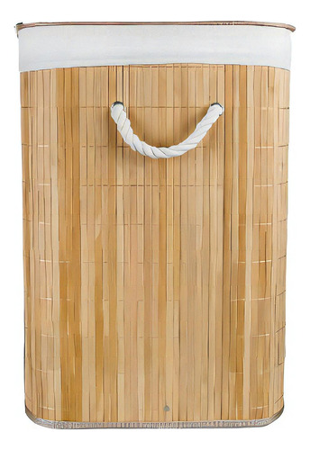 Cesto Roupas Sujas Bambu Forrado Com Tampa Banheiro Lavander