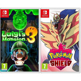 Paquete Videojuego Pokemon Shield Y Luigi's Mansion 3 Para