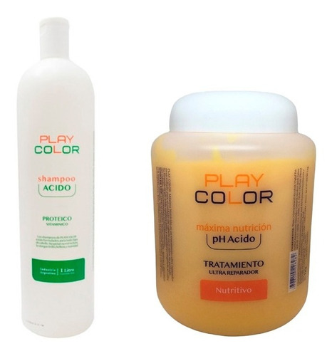 Shampoo Acido Proteico + Baño De Crema Acido Playcolor 1kg