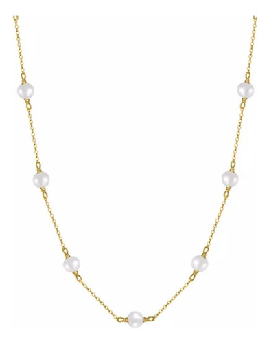 Collar Perlas Cultivadas, Plata 925, Baño Oro 18k, 48cm Max.