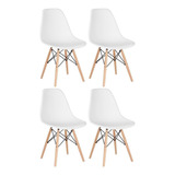 4 Cadeiras Charles Eames Eiffel Dsw Wood   Branco