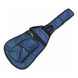 Funda Guitarra Criolla Acolchada Azul Mochila Tres Bolsillos