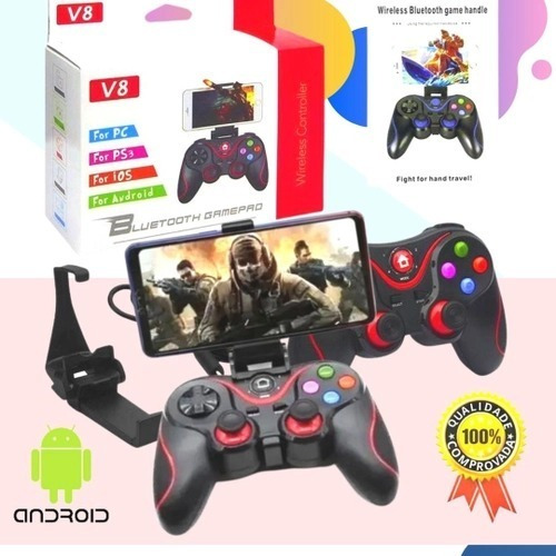 Controle Joystick Bluetooth Android Gamepad Celular V8 Top