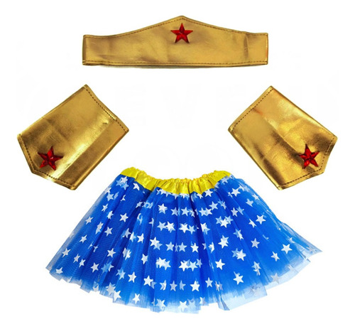 Disfraz Mujer Maravilla Héroe Wonder Woman Tutu+tiara+brazal