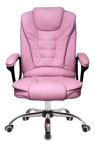 Cadeira Escritório Giratória Rosa Com Massagem M007 Material Do Estofamento Couro Sintético