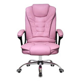 Cadeira Escritório Giratória Rosa Com Massagem M007 Material Do Estofamento Couro Sintético