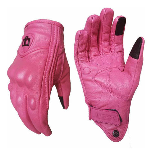 Guantes Para Motociclista De Piel Rosas Protecciones Y Touch