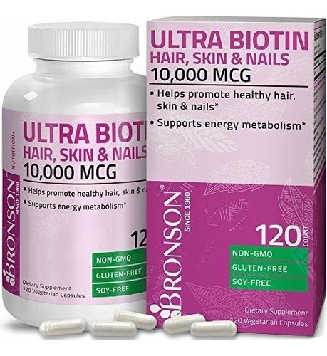 Ultra Biotina 10000 Natural Piel Uñas Pelo Metabolismo 120c