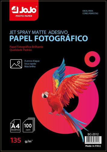 200 Folhas Papel Foto Matte Adesivo 135g A4 P/jato De Tinta