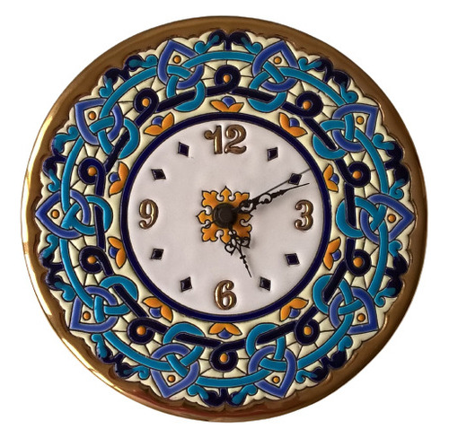 Plato Reloj Oro 24k Ceramica Decorativa Andaluza España 21cm