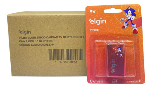 Kit 10 Bateria Pilha Comum Zinco 9v Sensor Brinquedo Elgin