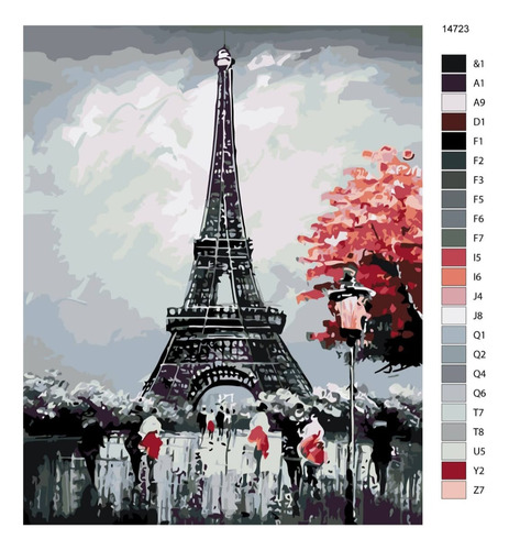 Pintura Por Números Lienzo Niños Y Adultos 50x40cm Eiffel 