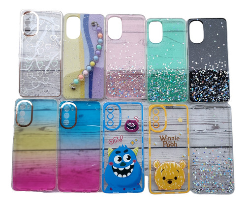 Funda Para Motorola G52 G82 Brillos Cadena Reforzada Varias