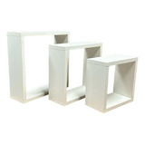 Kit 3 Nichos Quadrado Mdf Branco Decoração 