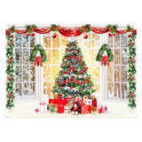 7x5ft Christmas Backdrop Fabric Window Themed Banner Ba...