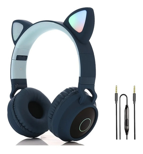 Auriculares Bluetooth Inalámbricos Orejas Gato Luz Led 