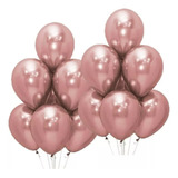 50 Globos Latex Cromado Chrome 10 Pulgadas Fiesta Decoración Color Rosa Gold