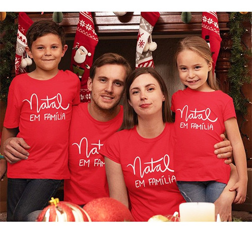 Conjunto Camisetas Natal Em Família Pai Mãe Filho Filha