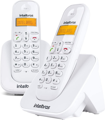 Kit De 2 Telefone Sem Fio Com Bina Intelbras Ts 3112 Branco