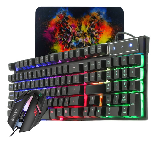 Kit Teclado Mouse Mouse Pad Gamer Barato Semi Mecanico Led