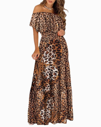 Vestido Estampado Mariposa Estampado Leopardo
