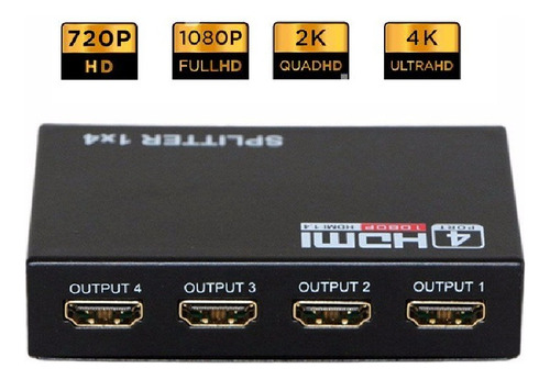 Spliter Multiplicador Hdmi 1 Entrada 4 Salidas Full Hd 1080p