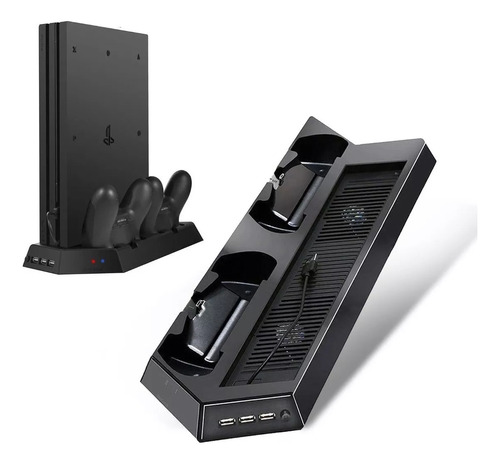 Base Vertical Ps4 + 2 Cooler + 2 Cargadores De Joystick