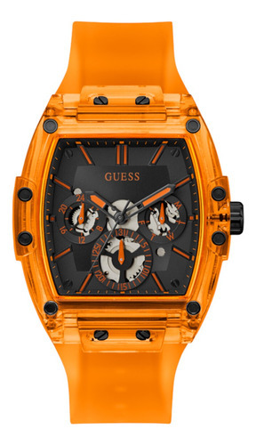 Reloj Guess Gw0203g10 Color De La Correa Naranja Color Del Bisel Naranja Claro Color Del Fondo Negro