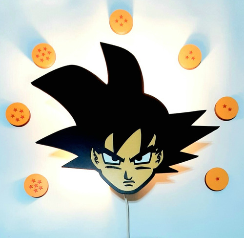 Lámpara Velador De Pared Goku Dragon-ball En Madera Mdf 