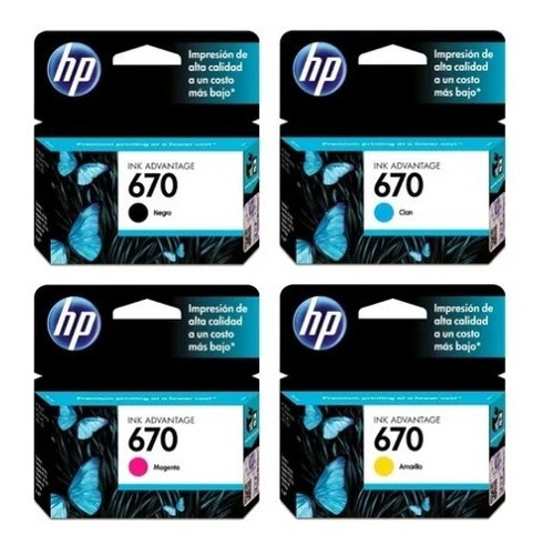 Pack Original De Cartuchos De Tinta Hp 670 (4 Colores)