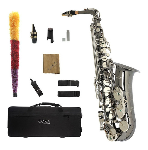 Saxofón Alto Negro Perla/llaves Plata Cora By L. America