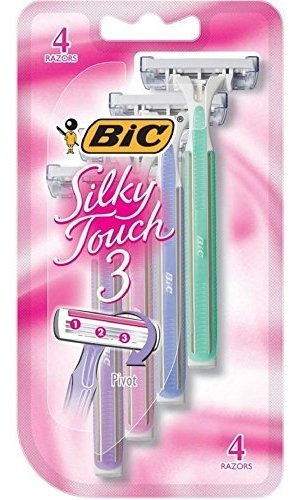 Maquina De Afeitar Desechable Bic Silky Touch 3, Mujeres, 4-