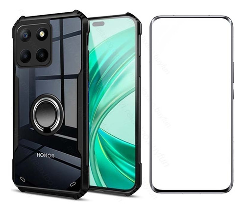 Funda Para Honor X8b Suave Marco Anillo Tener Vidrio Membran