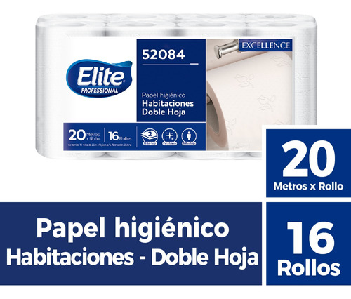 1 Paquete De 16 Rollos Papel Higiénico Elite Professional 20