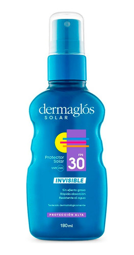 Protector Solar Dermaglós Spray Invisible Fps30 180ml
