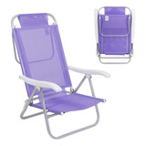 Cadeira Reclinável 6 Posições Alumínio Praia Banho Sol Lilás