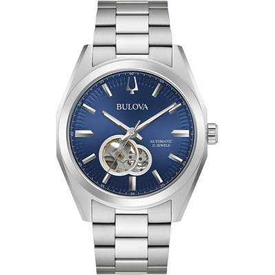 Reloj Hombre Bulova 96a275 Color Plateado Azul