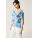 Blusa Para Mujer Etam Meadow Estampado Color Azul Talle 40