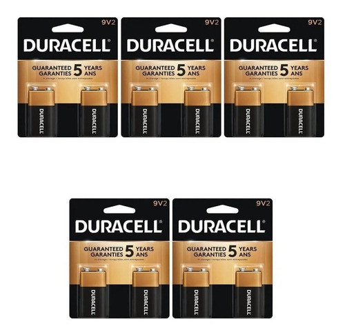 Kit Com 10 Baterias 9v Alcalina Duracell - 5 Cartelas